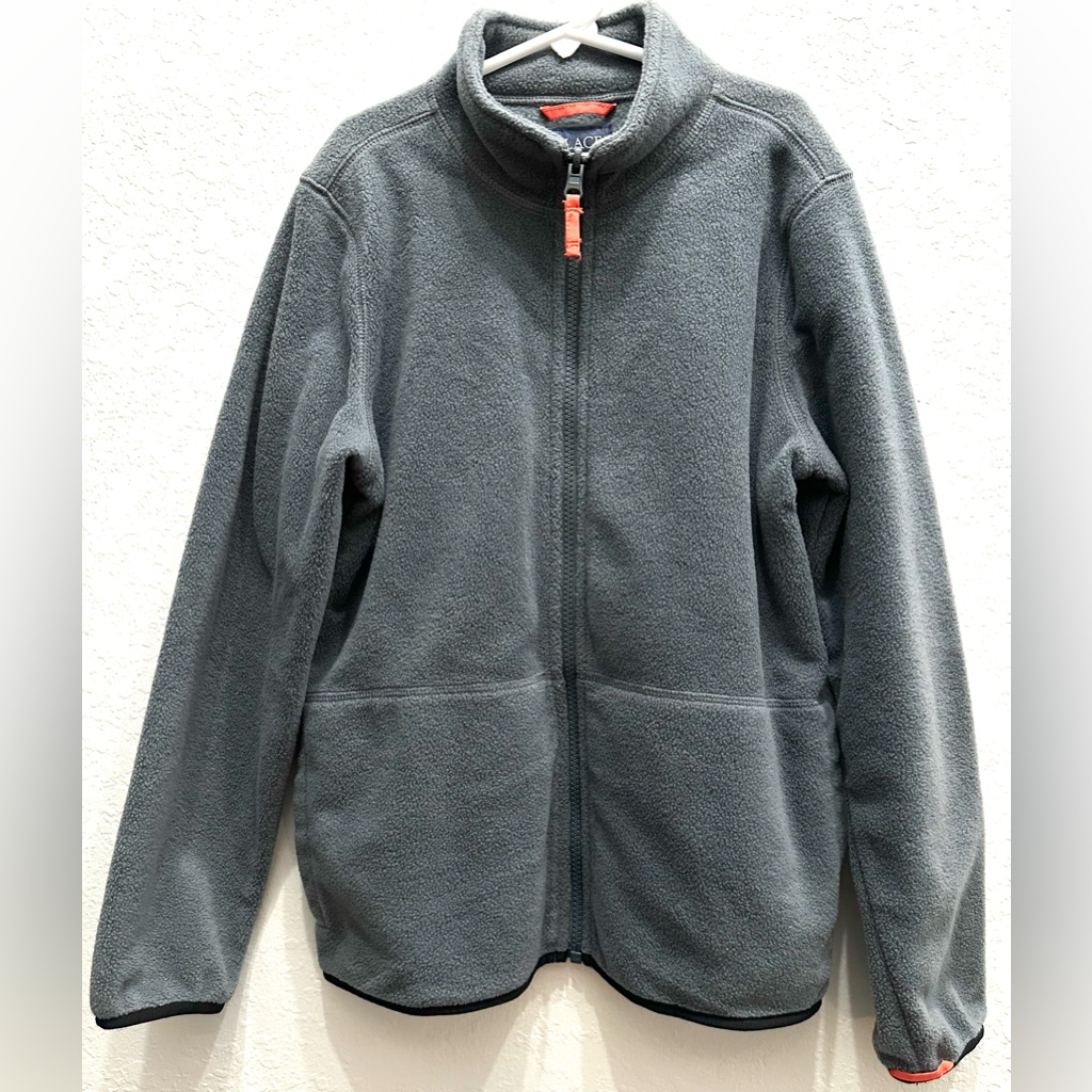 Boys Children’s Place Gray Full Zip Up Fleece Sweater Trail Jacket Size L(10-12)